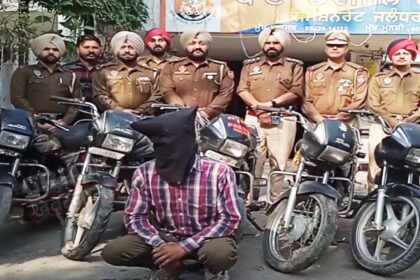 बाइक चोर चढ़ा पुलिस के हत्थे, 05 चोरीशुदा मोटरसाइकिल बरामद