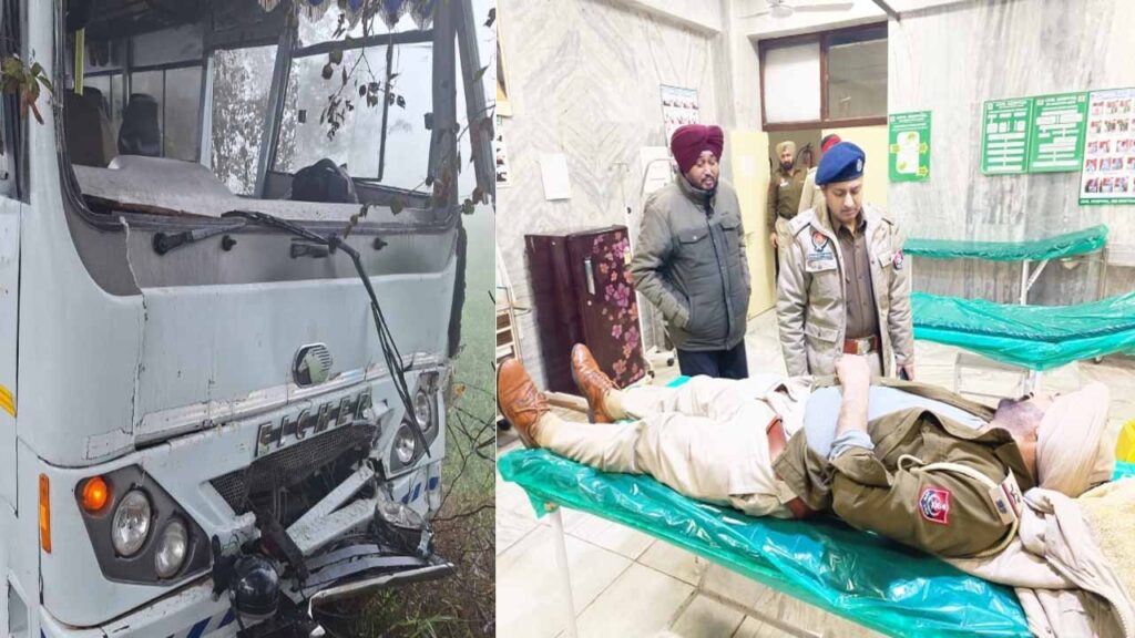भीषण सड़क हादसा, ट्रक से टकराई पंजाब पुलिस की बस, 11 पुलिस कर्मचारी घायल !