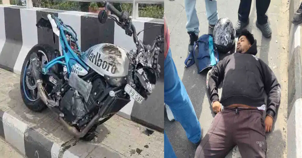 तेज रफ्तार का कहर: जालंधर फ्लाईओवर पर खंभे से भिड़ी बाइक, युवक गंभीर घायल